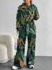 European, American Autumn And Winter Casual Retro Flower Long-Sleeved Suit Women'S Hooded Sweater Trousers Two-Piece Set