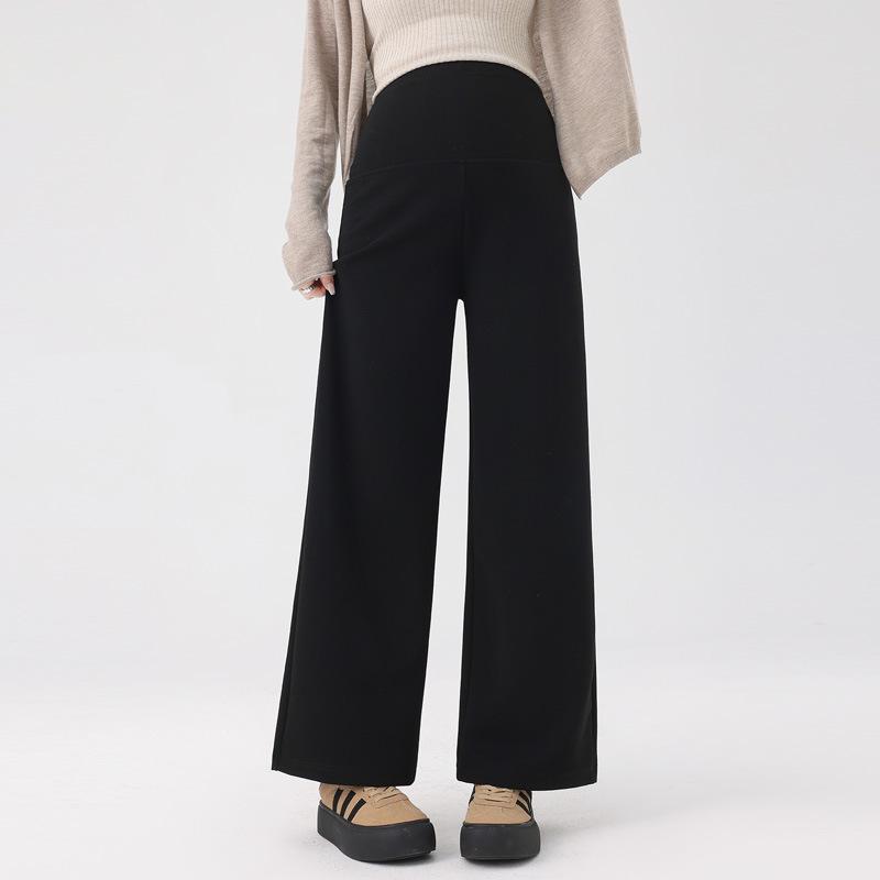 

2026 Women s Spring Maternity Knit Wide-Leg Pants, Petite Drop-Effect, Casual Style, No Support Belly. 2XL чорний