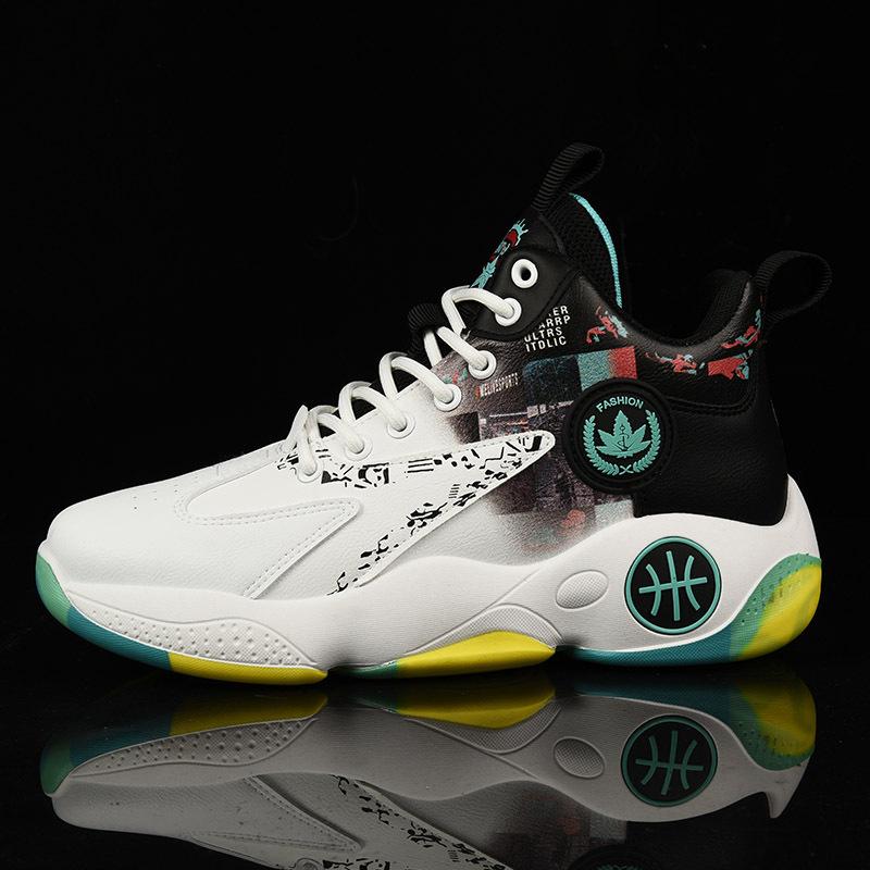 

2025 summer and autumn popular men s shoes mesh breathable trend color matching student middle help actual combat boots sports basketball shoes 39