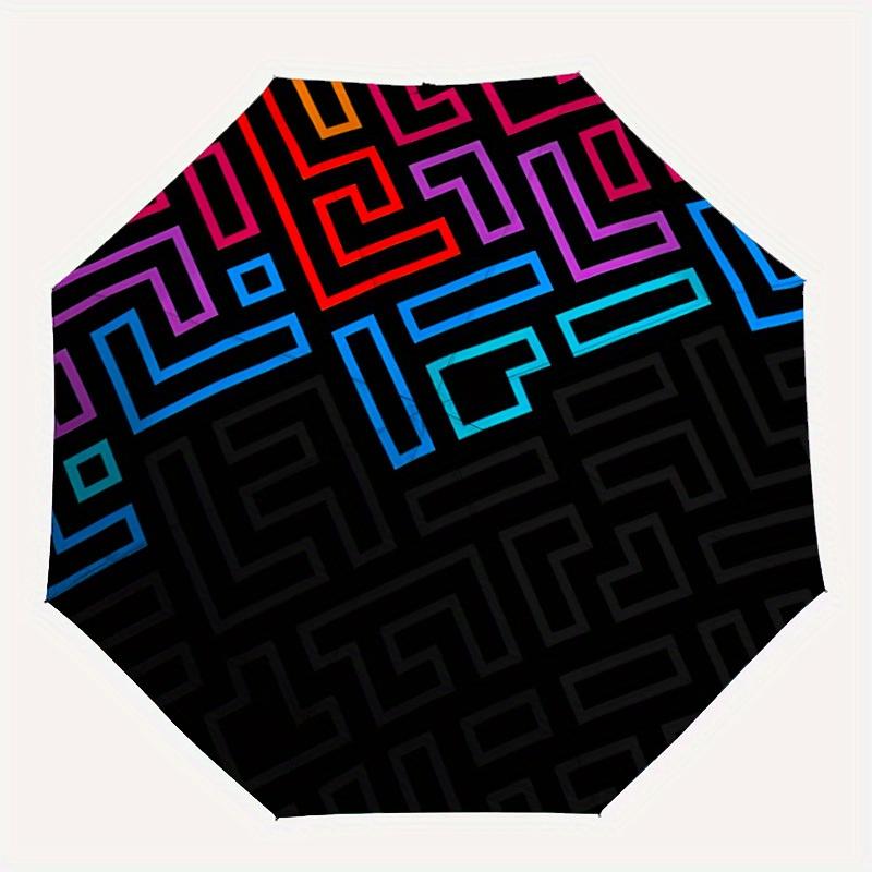 

1pc Geometric Design Automatic Open/close Folding Umbrella, Compact Portable Travel Umbrella,Durable Construction yy250814126