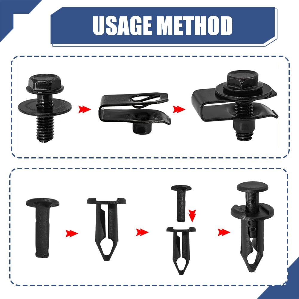 35PCS Engine Under Cover Splash Shield Guard Body Bolts Screws, Car Bumper Clips, Bumper Fender Liner Push Retainer Fastener Rivet Clip and U-Nut,