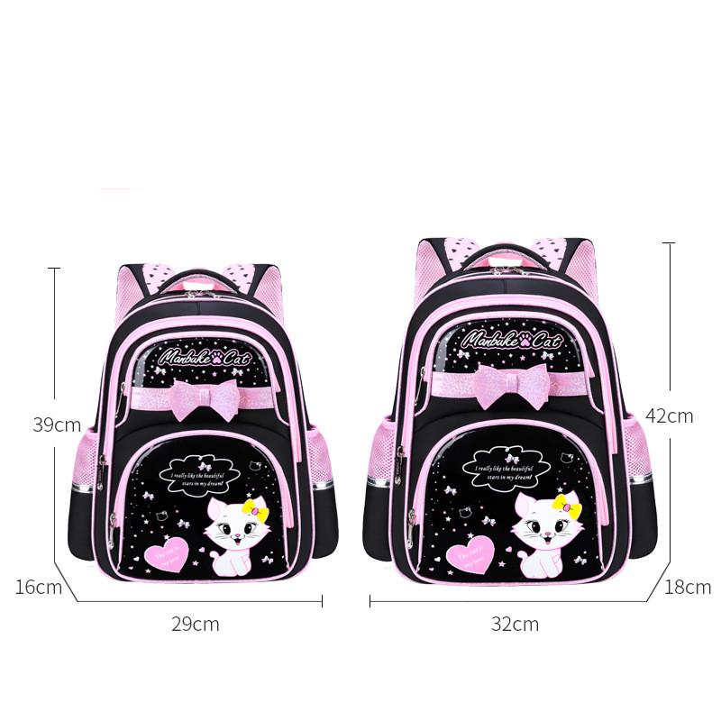 New Korean Primary PU leather School Bag 2020 Fashion Cute Girls With Cute Cat Orthopaedic Waterproof Backpack