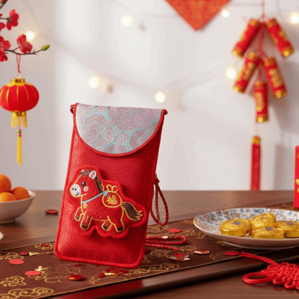 Cartoon Horse Year Money Envelope Thickened Red Packet Cloth Red Envelope Marriage Occasion