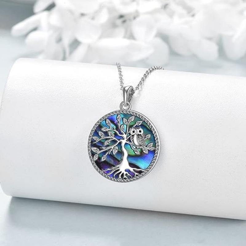Owl Tree of Life Pendant Abalone Shell Necklace Gives Feminine Charm Not Fading Titanium Steel Chain Fashion Jewelry Accessories