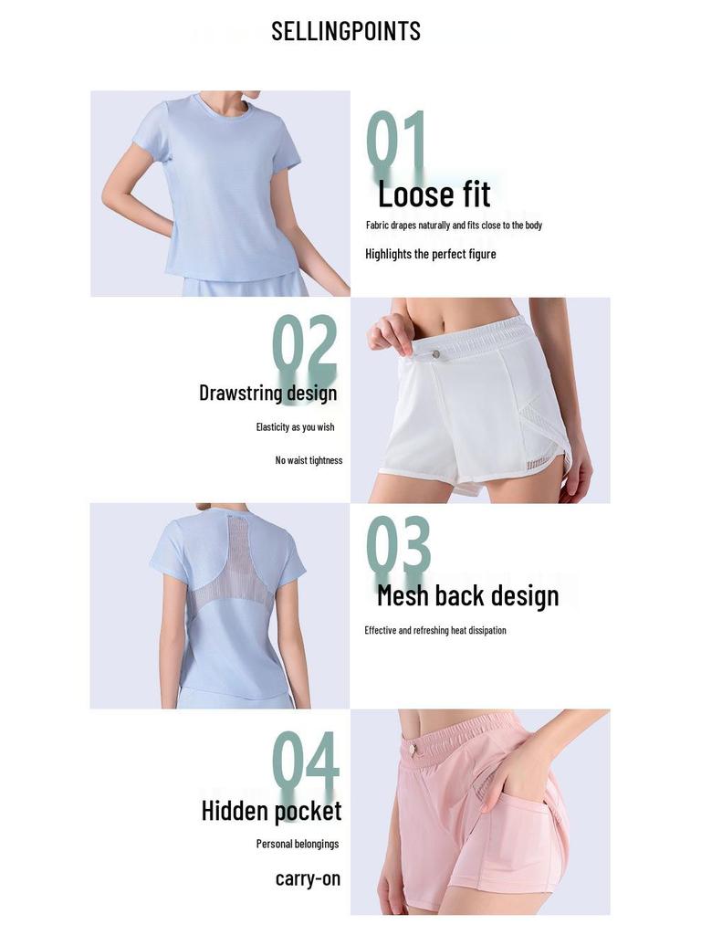Women's Summer Quick-Dry Yoga and Gym Sportswear Set with Pockets