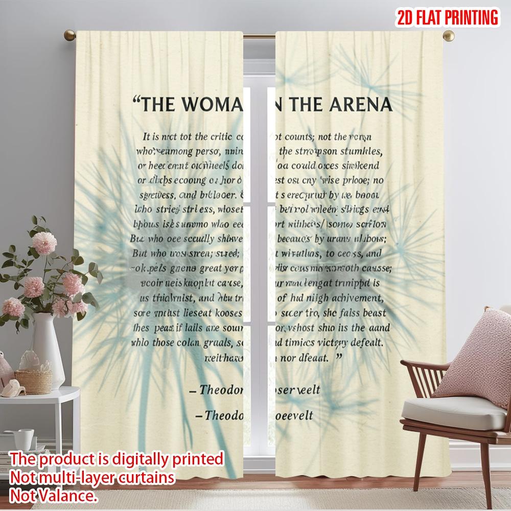

2pcs 2D flat printing Curtains The Woman In The Arena 100% Polyester Fabric Without Electricity Festive Holiday Use for Entryway 52.50×116.00 CM 2pcs