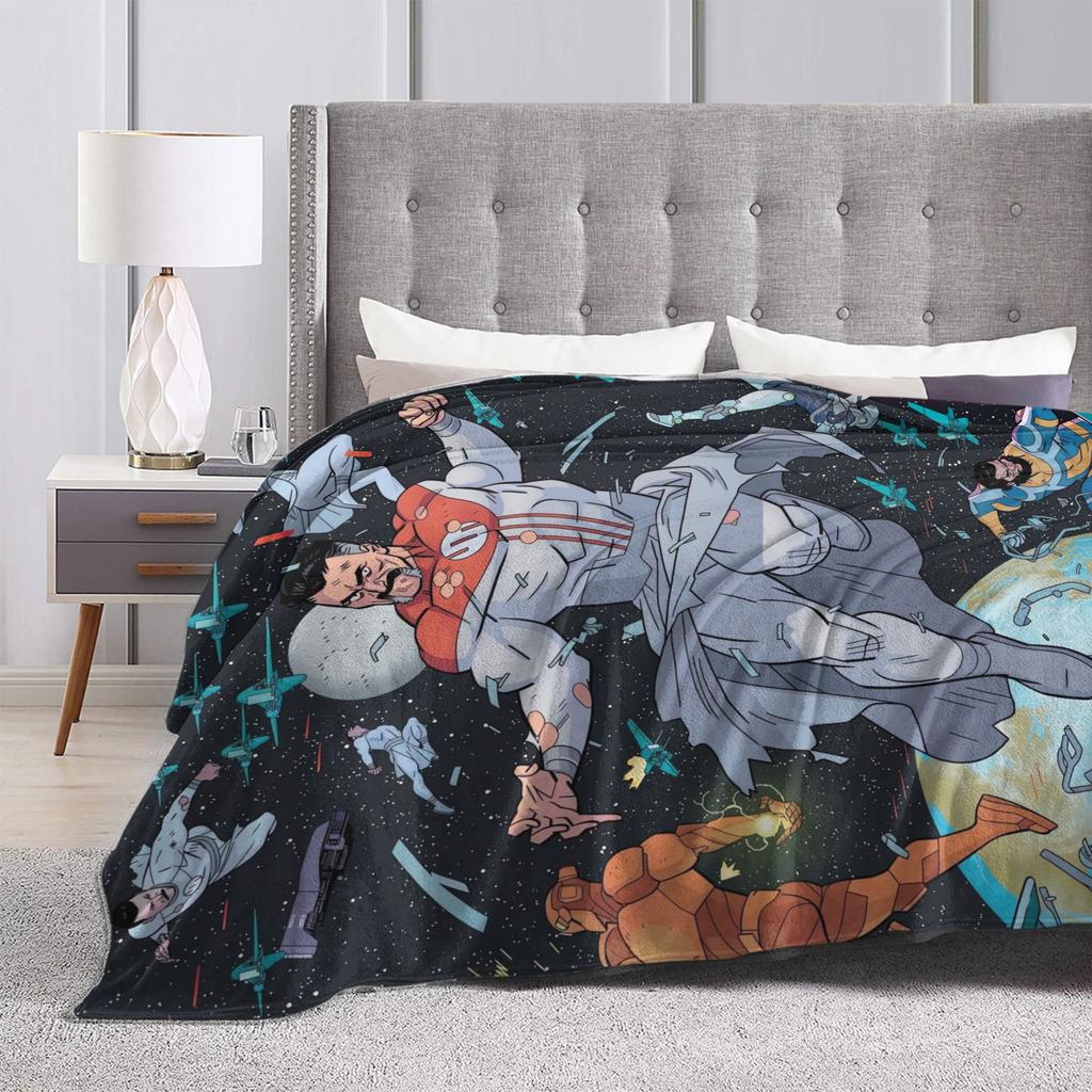 invincible Omni-Man Space Portrait Blanket Warm Plush Throw Blanket For Home Decor Airplane Travel Flannel Bedspread Bed Cover