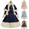 Vintage gotikas stila lolitas kleitas uzvalks sievietēm kažokādas apkakle ar garām piedurknēm Šalle Jauka vienrinda ziemas siltas, biezas bantītes