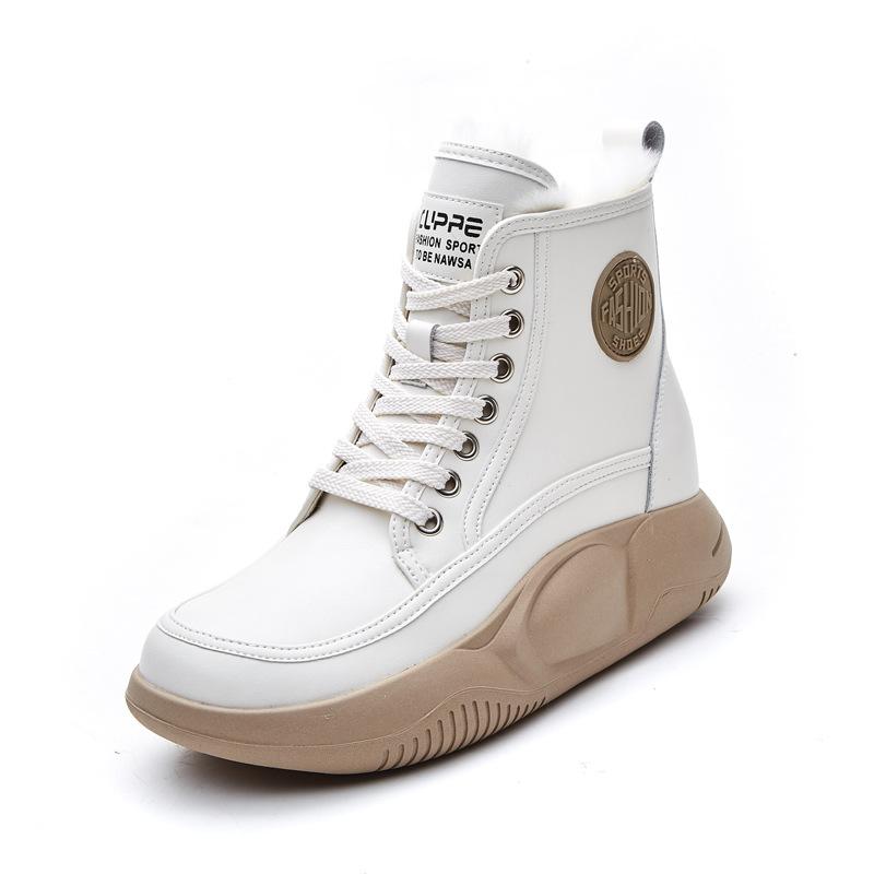 

Женские зимние сапоги, европейский и американский стиль, теплые хлопковые ботинки, мех кролика на голенище, вельветовая подкладка, толстая подошва, женские сапоги средней высоты, тренд 39 бежевый