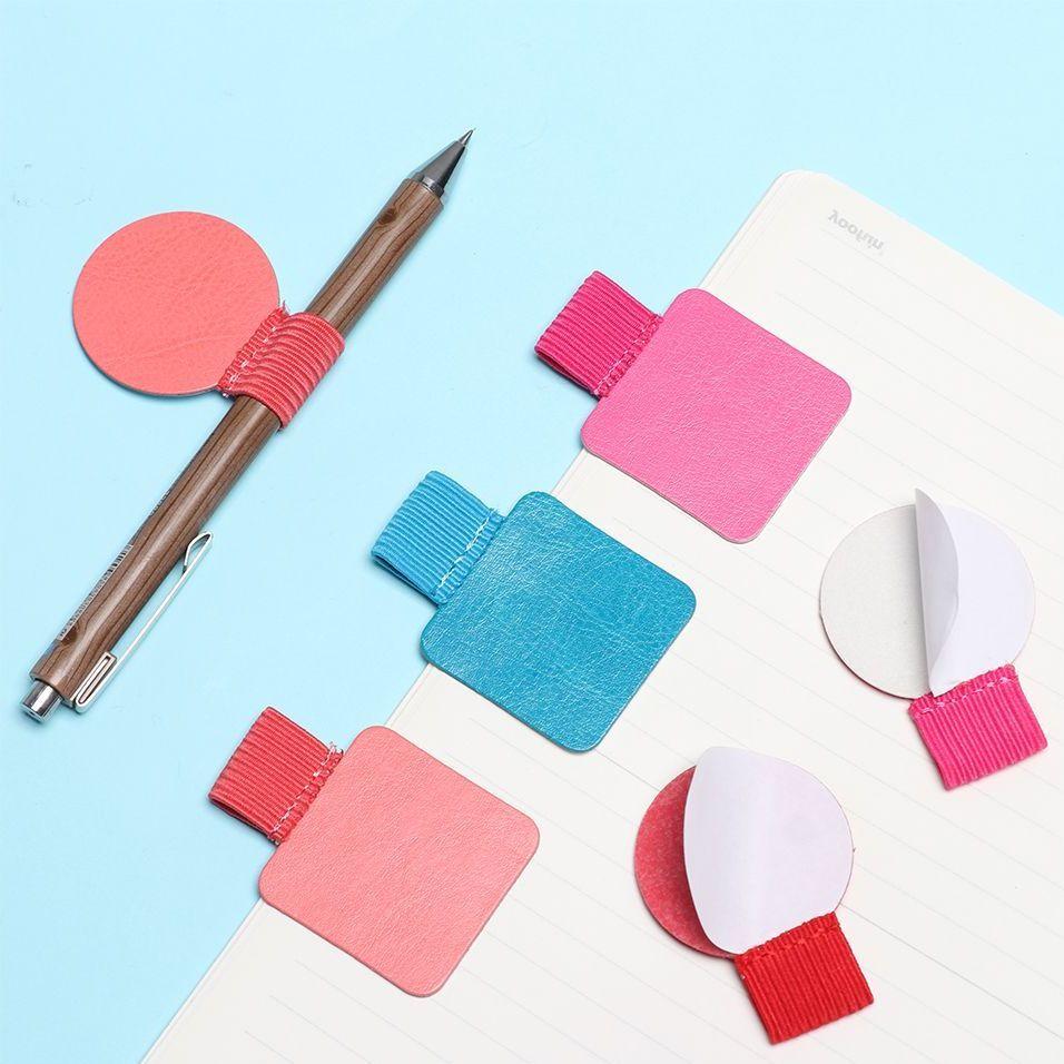 Self Adhesive Pencil Holder Adjustable Leather Pen Loop Portable Elastic Pen Clips for Notebook Journals Clipboards Pen Holder