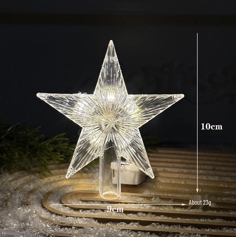 Christmas Transparent Luminous Star Tree Topper - Light-up Five-Pointed Decoration
