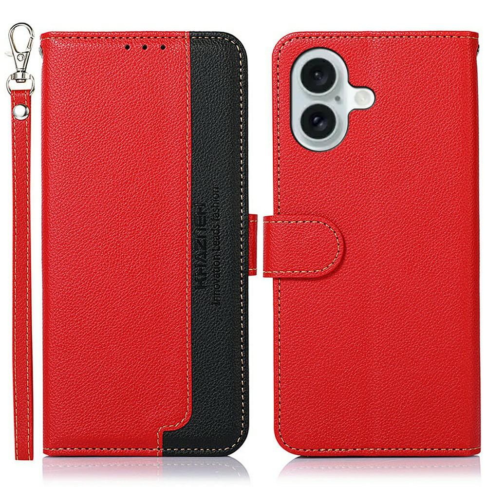 

KHAZNEH For iPhone 17 Case RFID Blocking Wallet PU Leather Phone Cover Red