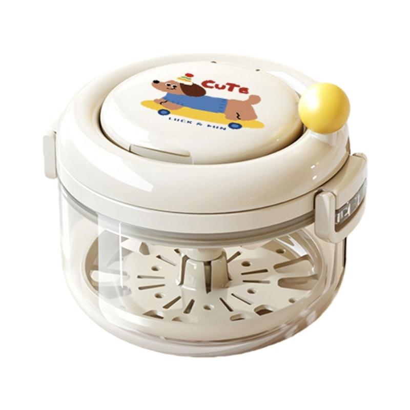 Portable Denture Cleaning Box Featuring Mirror Compartment Hand Cranked Retainer Organizers