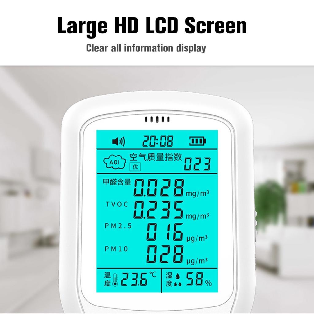 8 in1 Digital PM2.5 PM10 Air Quality Tester Gas Analyzer Formaldehyde Detector Air Quality Monitor