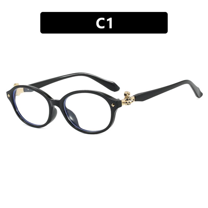 1PC Saturn Bookworm Plain Oval Flat Mirror Anti-Blue Light Glasses Frame Can Be Paired with Prescription Myopia Glasses Frame
