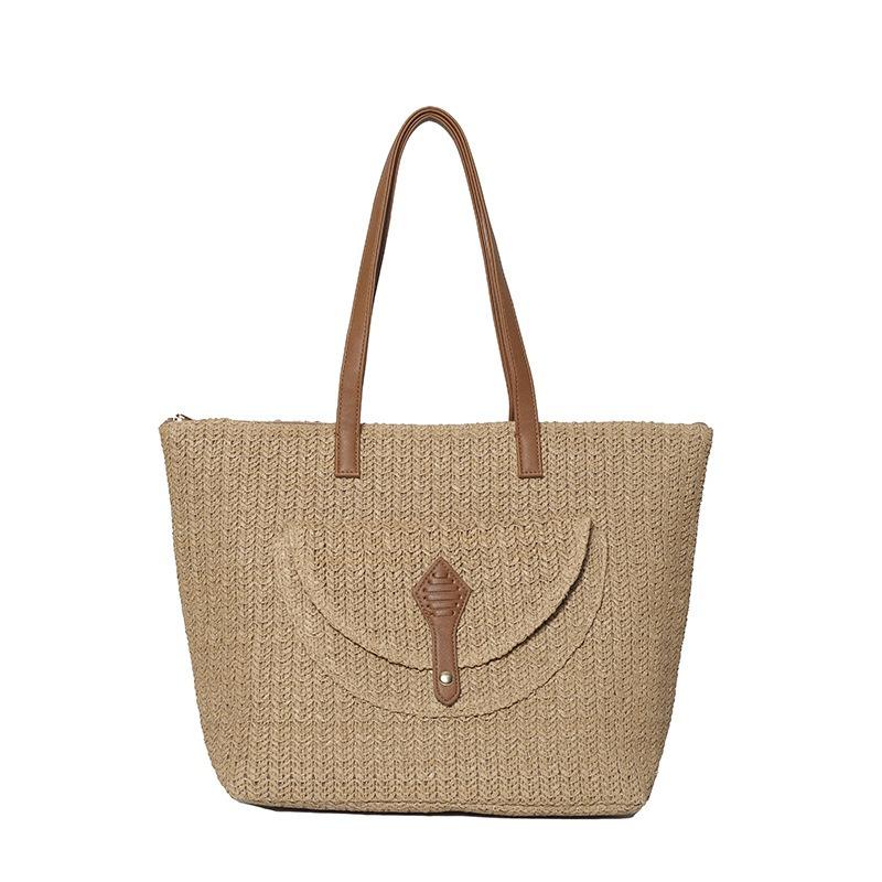 Straw Bag Women's Summer Seaside Vacation Beach Bag Shoulder Messenger Bag Fashion Saddle Bag Tote Bag