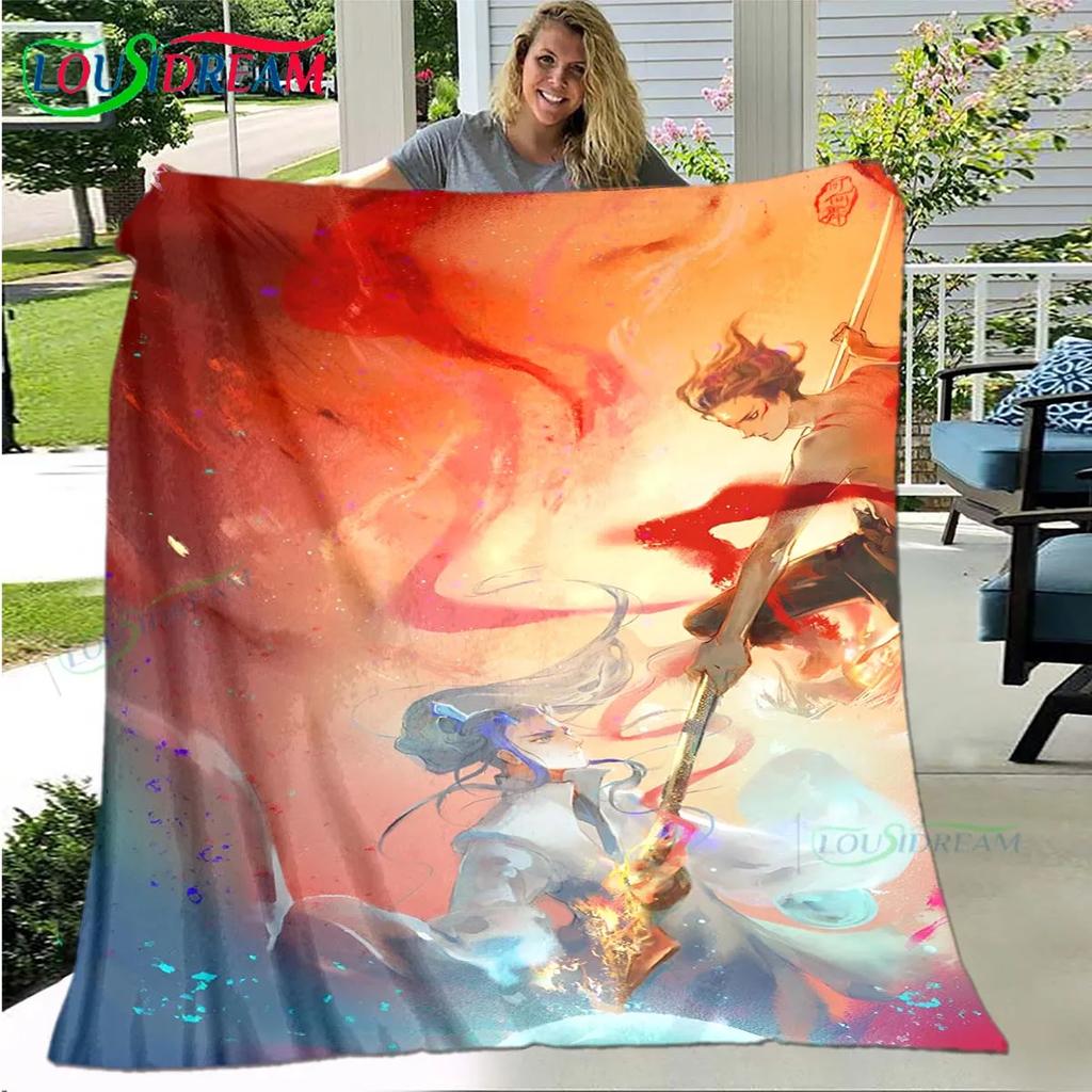 Famous Film Role Nezha Printed Soft Blanket  Living Room Bedroom Sofa Bed Blanket  Gift Portable Picnic Blanket Luxury Gift