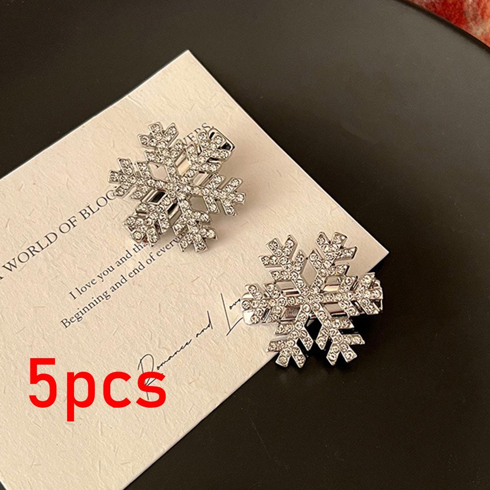 5pcs Fashion Snowflake Imitation Pearl Hair Clips Broken Hair Duckbill Clips New Year Valentine Day Gifts Women Hair Accessories