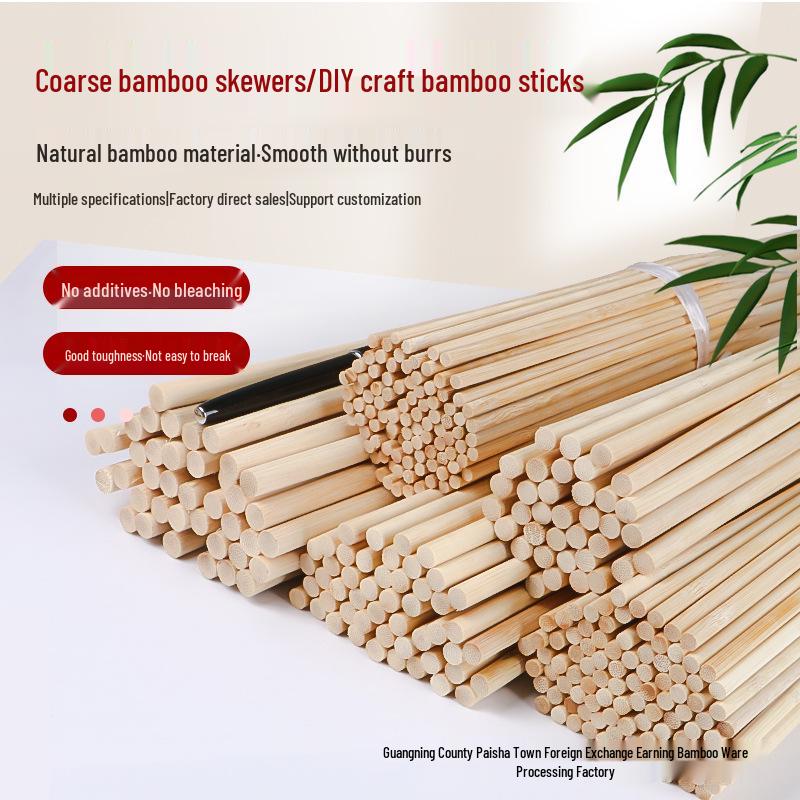 Szaszłyki bambusowe: Grubość 5-10 mm, Idealny na grille, do rękodzieła, projektów DIY, masztów flagowych, aranżacji kwiatowych, suszenia makaronu, klatek dla ptaków.