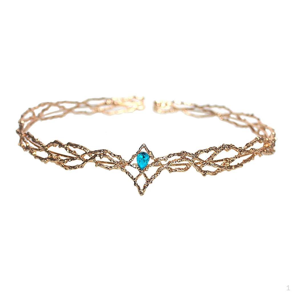 King Crown for Men Lightweight Medieval Headpiece Prom Halloween Parties Gold and Blue