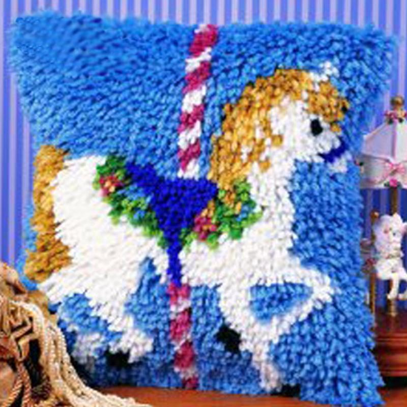 Animal Series Latch Hook Pillow Hooks Hand Knitted Embroidery Carpet Pillow Unfinished Embroidery Latch Hook Kits Smyrna Package