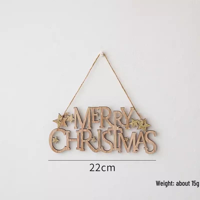 NUCHI Korean Wooden Christmas Tree Letter Sign Pendant English Letters Decor