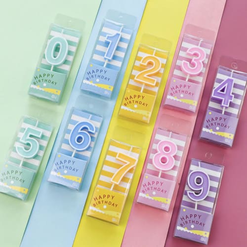 Set of 10 Macaron-Colored Birthday Number Candles, 0-9, Perfect for Celebrating Birthdays, Anniversaries, Weddings, Graduations, and More. Stylish and