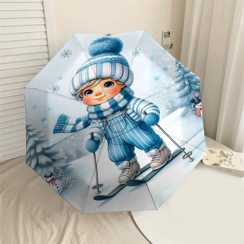 

1PC winter snowflakeAutomatic Open/Close Umbrella with Windproof, 8-Rib Sturdy Canopy, Durable Ribs, Fashionable Design, Outdoor Accessory, Fun Prin,