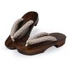 Geta Sandals for Size Hemp Leaf Dusty Wide Obi Fabric Burnt Paulownia Rubber Plush Yukata Wood Adult Standard Size Light [Amemari] Women's Yukata, F,