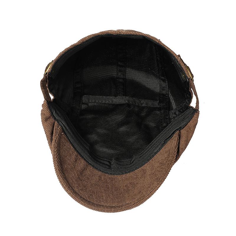 Corduroy Cap Men's Solid Color Retro Peaked Cap Winter Newsboy Caps for Men Thick Cap Old Man Cap Painters Hats