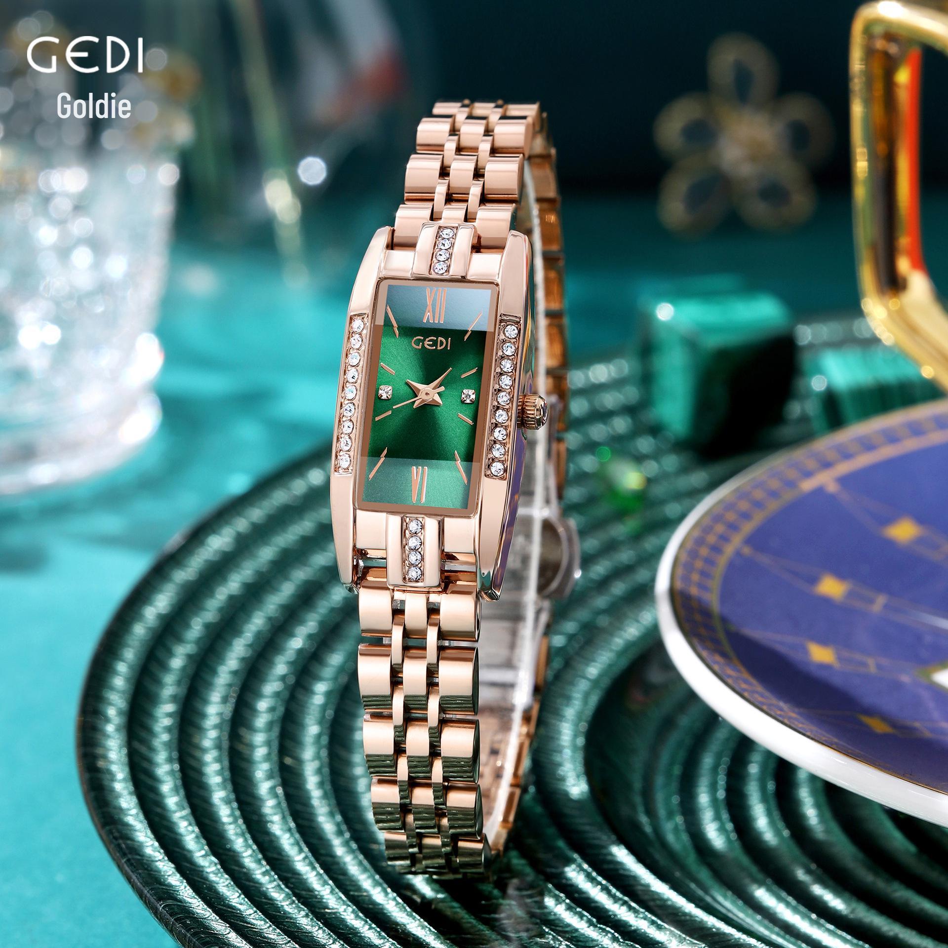 

Gedi Exquisite Women s Luxury Stainless Steel Waterproof Quartz Watch темно-зелений колір