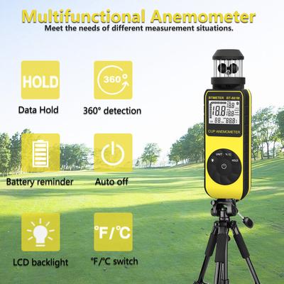 With Triangle Bracket Thread Can Be Installed Cup Anemometer, Wind Speed Measurement Range 1.5~93 Mph, Sea Surface Air Velocity