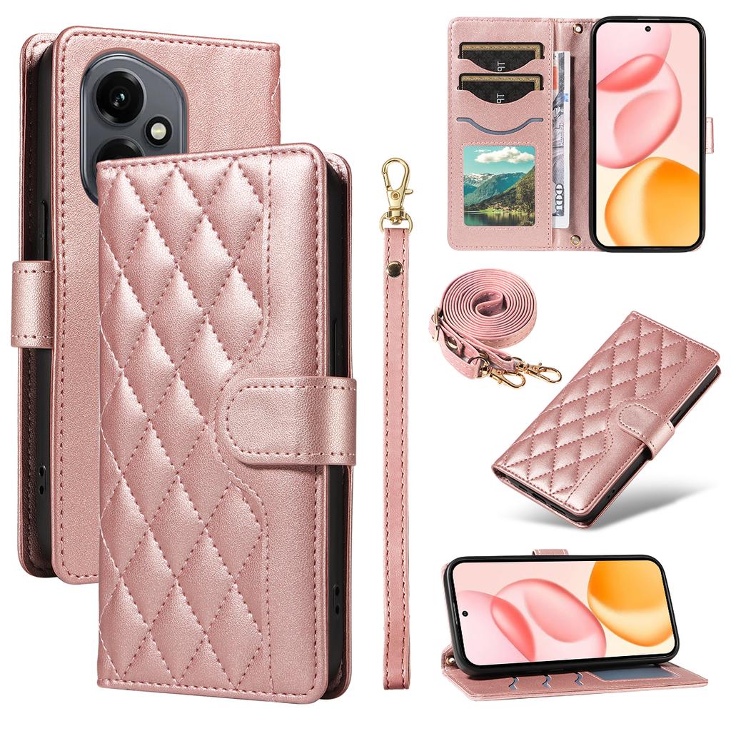 For Honor 400 5G (Global) Lommeboketui Rombe Skinn Telefondeksel med Stropp