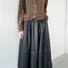Dámska matná PU kožená sukňa Retro Jesenná Zimná A-líniová kolísavá polovičná sukňa Elastický pás Sukňa v tvare dáždnika