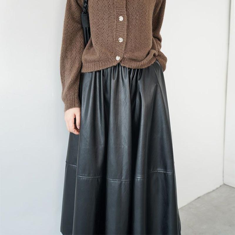 Женская матовая юбка из искусственной кожи в стиле ретро — фото 8