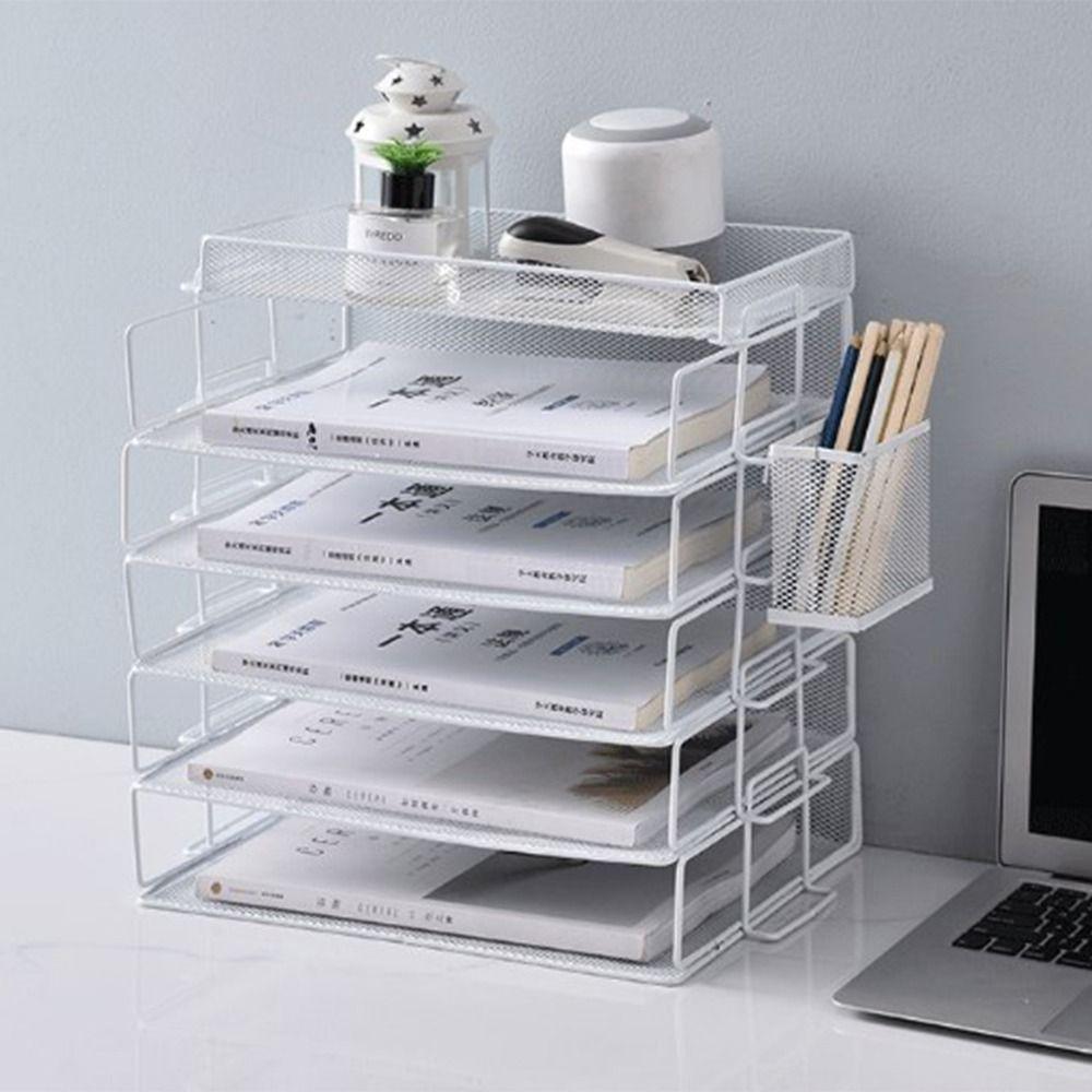 Stackable File Storage Rack Single Layer Magazine Holder Letter Tray Organizer  Home
