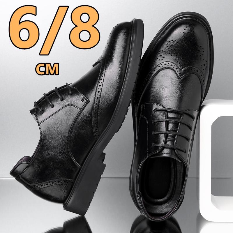 Hidden Heel 8/6CM Cow Leather Men Shoes Office Work Elevator Shoes Brand Man Business Oxfords Footwear Suit Shoes Lift Sneakers