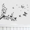 Svart blommig fjäril blomma DIY Vine väggdekal konst dekor väggmålning rum dekal