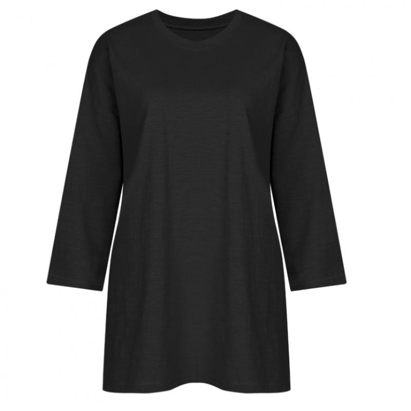 Shop   Women Loose FiT Slub CoTTon Round T shirT musTard Dai Wsh 1549