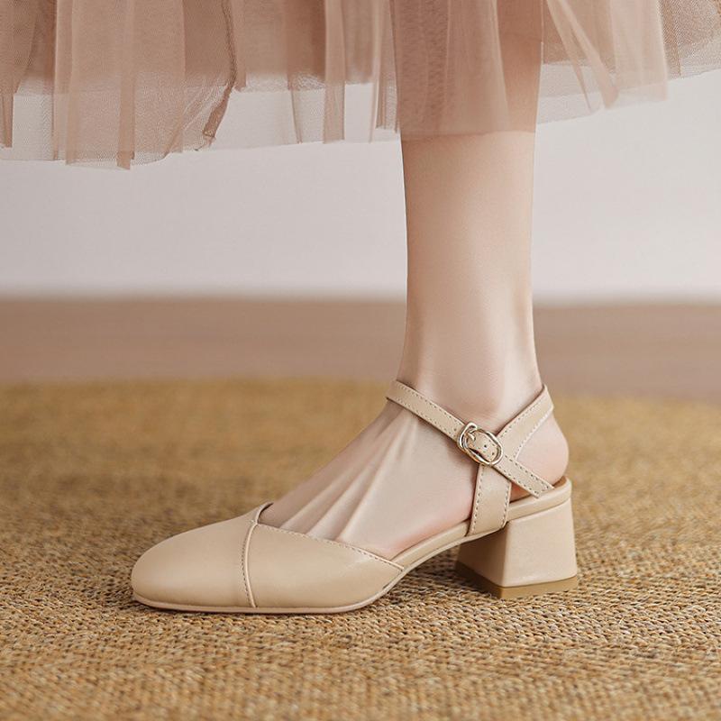 

Летние женские сумки, сандалии с открытым носком, повседневные женские босоножки на высоком каблуке, однотонные, мягкая подошва из говяжьей кожи, новая женская обувь большого размера, квадратный носок 39 абрикосовый