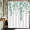 Plant Leaves Flower Bath Curtains Set Garden Floral Drum Tower Fabric Bathroom Decor Splash Resistant Partition Bath Curtains