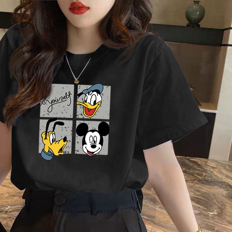 Mouse Printed Roundneck Unique Small Top Loose Summer Unisex and Unisexs Shortsleeved Tshirt