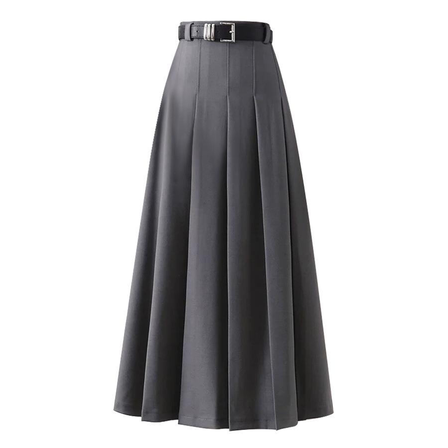 Korean Style 2024 Women's High Waist A-Line Midi Skirt