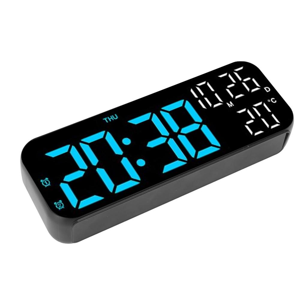Digital Clock Dual Display Voice Control 3 Adjustable Brightness Date Temp Display Countdown LED Electronic Alarm Clock