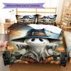 Cute Ghost Witch Hat Pumpkin Halloween Art Print 3‑Piece Bedding Set Duvet Cover With Pillowcases for Bedroom Holiday Home Decor