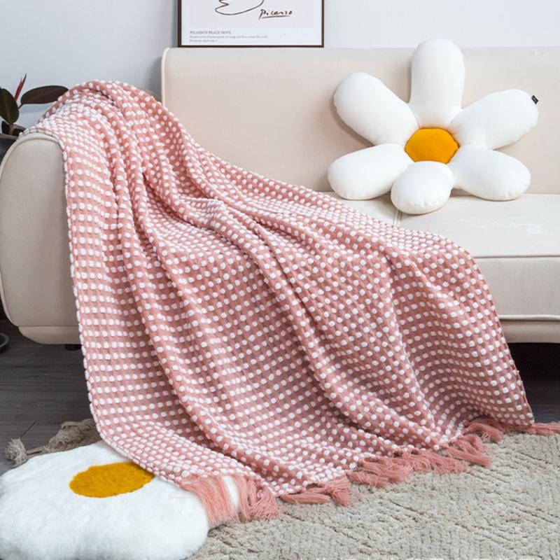 Nordic White Casual Blankets Throws Soft Comfortable Knitted Shawl Sofa Blanket Bed End Cover Travel Hotel Decorative Bedspread