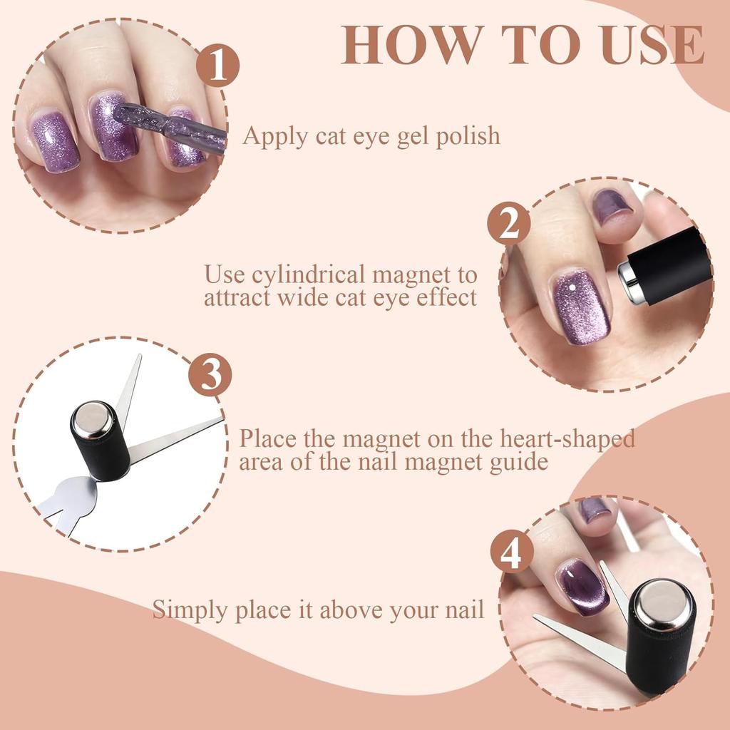 3D Doppelkopf-Nägel Französische Form Starker Cat-Eye-Magnet Nagelkunst Gel-Nagellack Magnetischer Effekt Maniküre Zubehör Werkzeugset