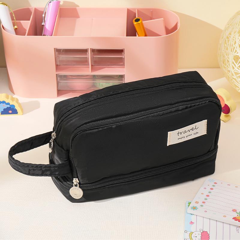 Large Capacity Multi-Layer Pencil Case - Solid Macaron Colors, Ideal for Middle School Students