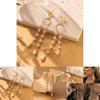 Elegant Asymmetric Tassel Earrings With Faux Pearl Geometric Design For Women