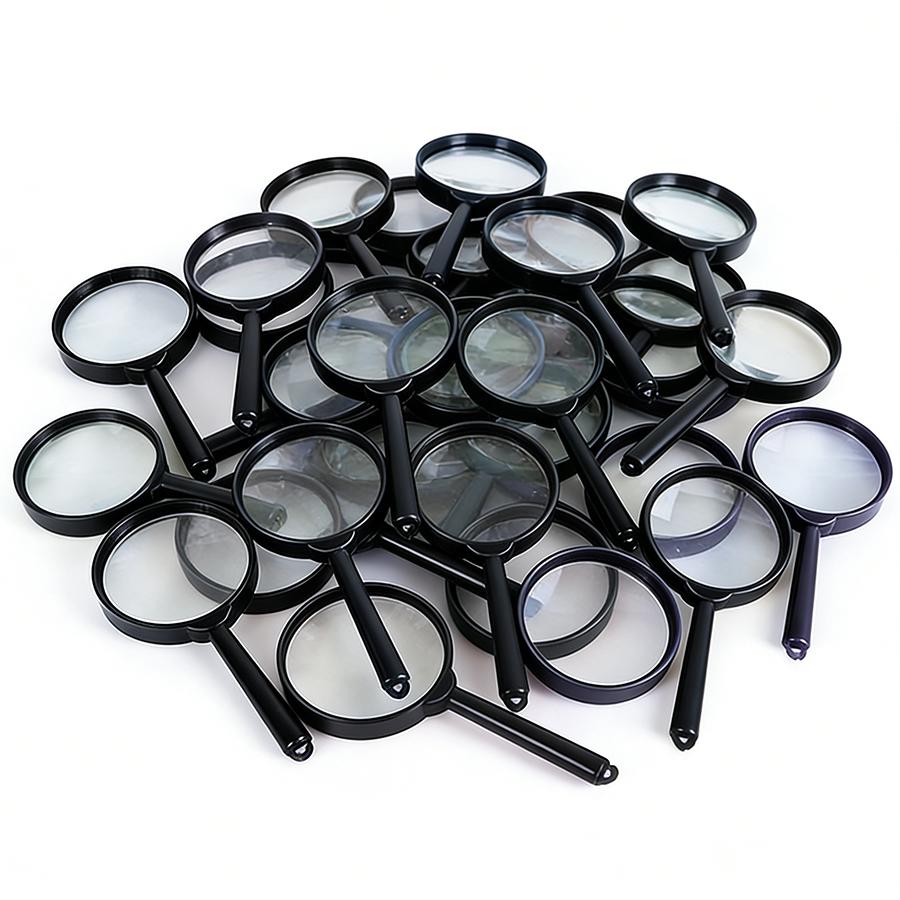 24/48pcs Plastic Handheld Black Magnifying Glasses Lightweight Reading Magnifier for Office, Document Review & Daily Use